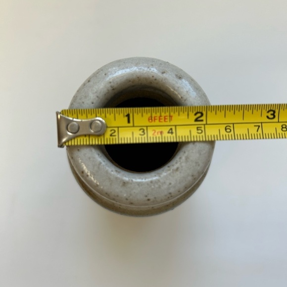 MCM/  Studio Pottery Vase Hand Made / Hobbyist Piece Striped Mini Ceramic Vase - Picture 5 of 6